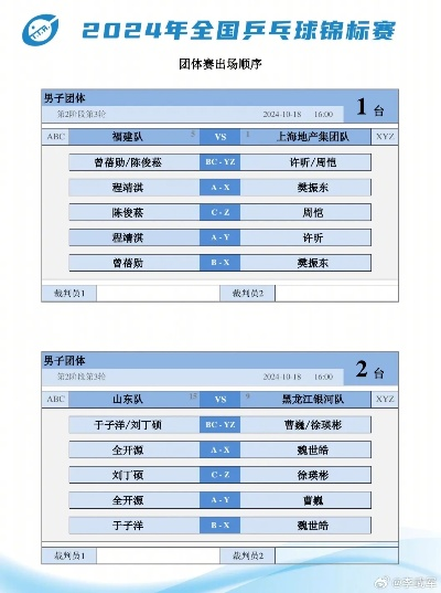 乒乓球甲A联赛最新赛程表公布